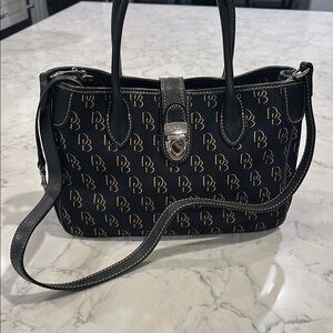 Dooney & Bourke Black and Gold Tote Bag with Structured Design